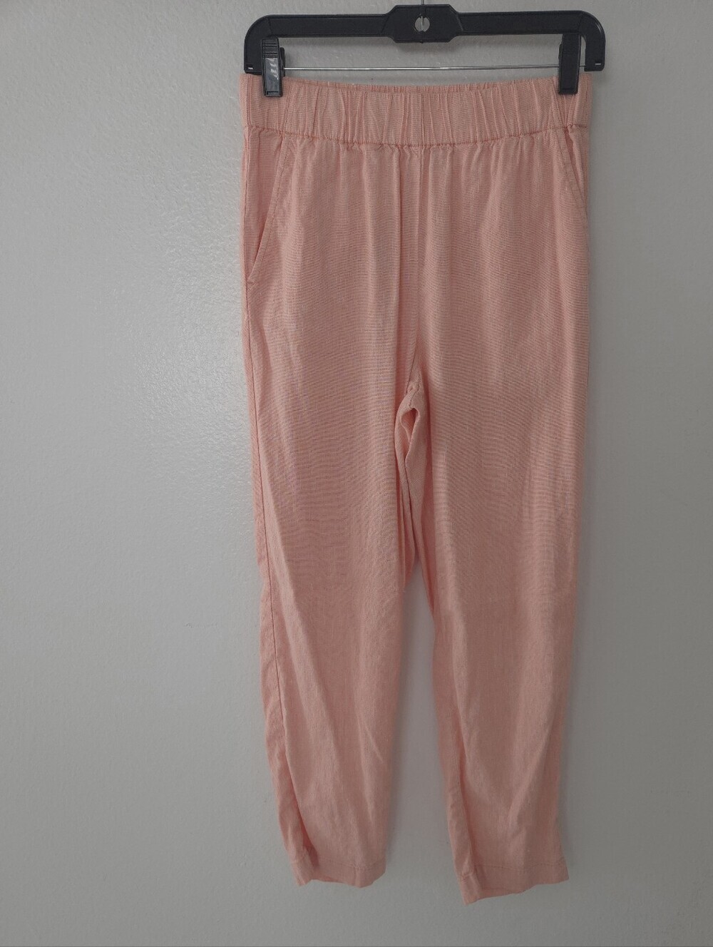 Lou & Grey Lightweight Peach Elastic-Waist Lounge Trousers Size Xs Linen Blend - Picture 2 of 10
